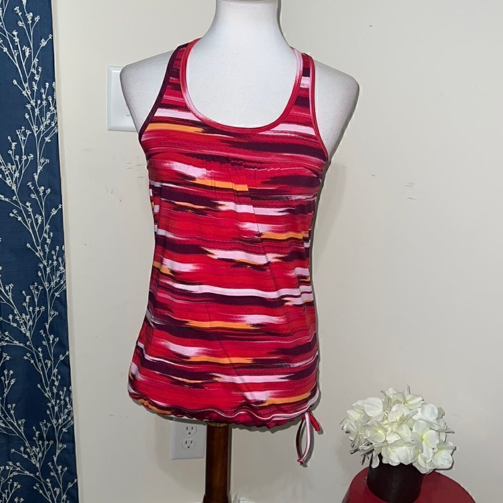 Athleta Airbrush Printed Tinker Tank Top Racerback Red Purple Orange Sz S Small